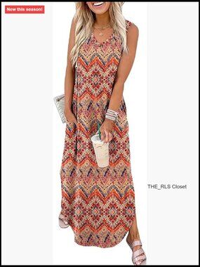 V-Neck Maxi Dress with Pockets, Casual Summer Beach Sundress